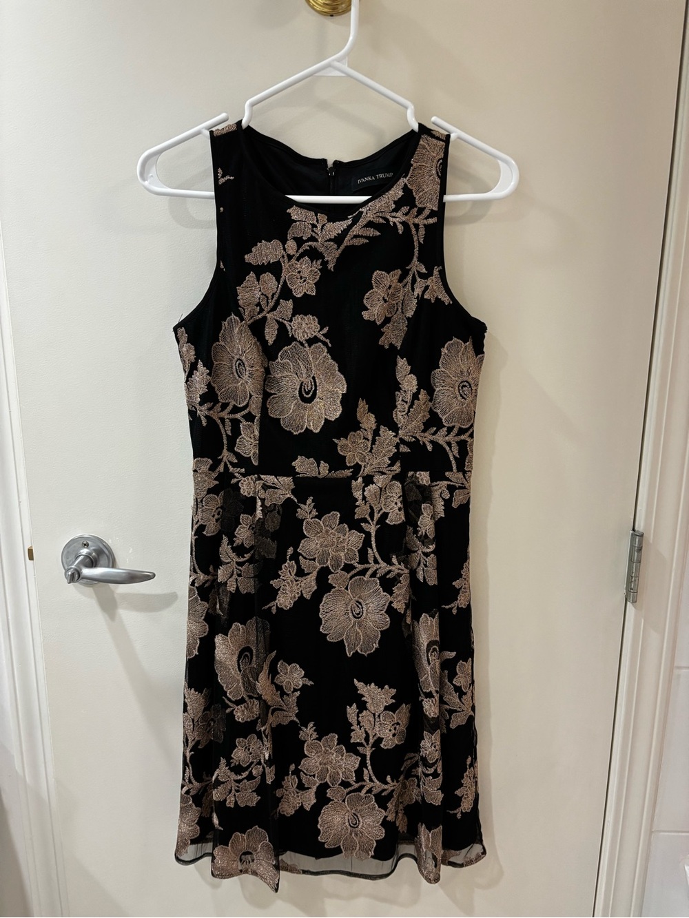 Ivanka Trump Black Dress with Champagne Floral Lace